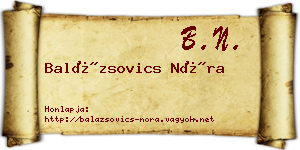 Balázsovics Nóra névjegykártya